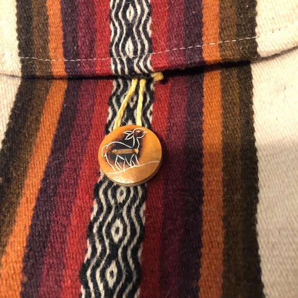 Arte Ecologico Peru Ivory Striped 100% Alpaca Wool Backpack OS - Picture 5 of 14